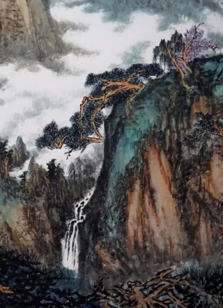 《云峰涌泉图》之局部
