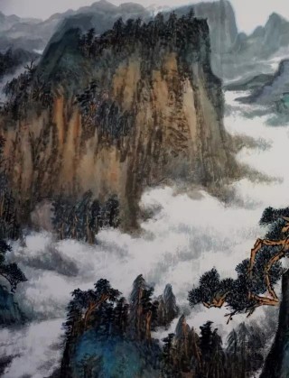 《云峰涌泉图》之局部